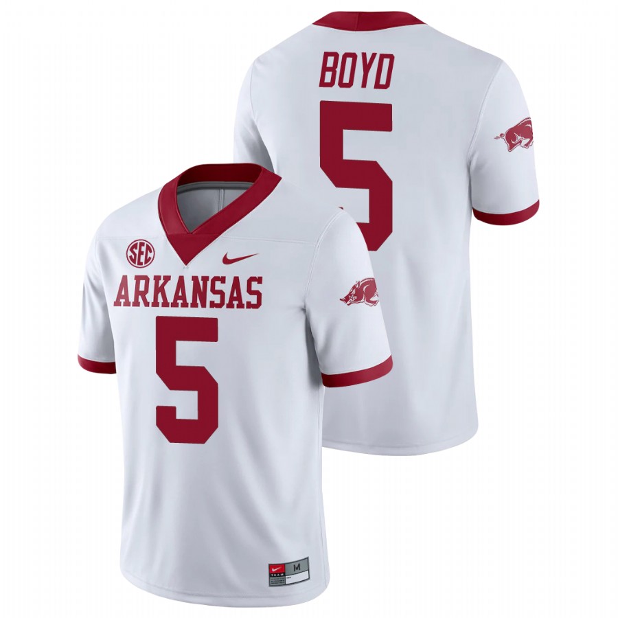 Men's White Arkansas Razorbacks Rakeem Boyd College Football Alternate Game Jersey