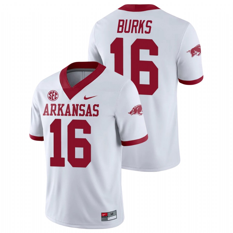 Men's White Arkansas Razorbacks Treylon Burks College Football Alternate Game Jersey