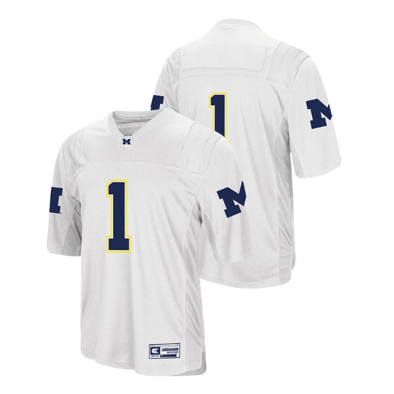 Men's White Authentic College Football Michigan Wolverines Colosseum Jersey