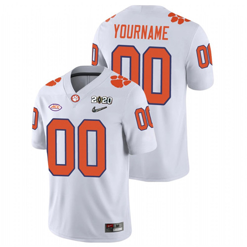 Men's White Clemson Tigers Custom College Football Playoff Game Jersey