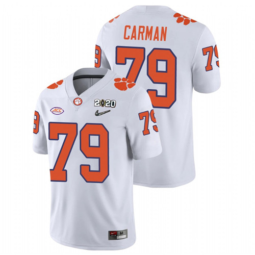 Men's White Clemson Tigers Jackson Carman College Football Playoff Game Jersey