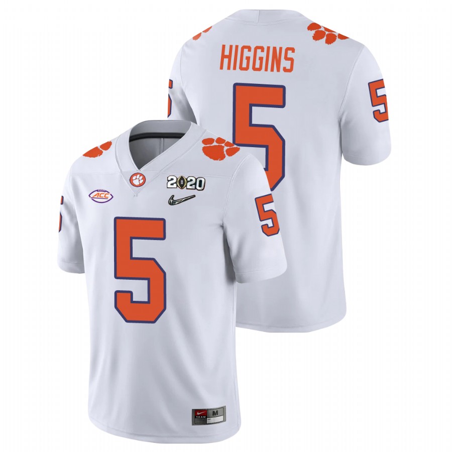 Men's White Clemson Tigers Tee Higgins College Football Playoff Game Jersey
