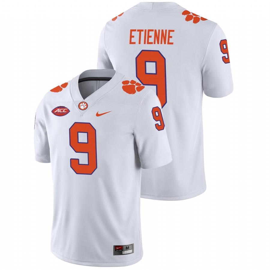 Men's White Clemson Tigers Travis Etienne College Football Away Game Jersey