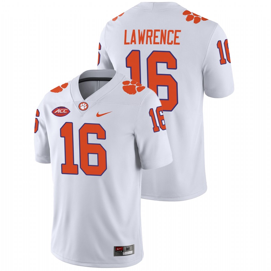 Men's White Clemson Tigers Trevor Lawrence College Football Away Game Jersey