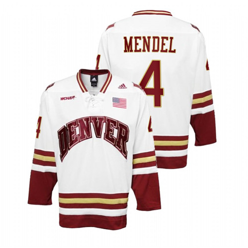 Men's White Denver Pioneers Griffin Mendel College Hockey Premier Jersey