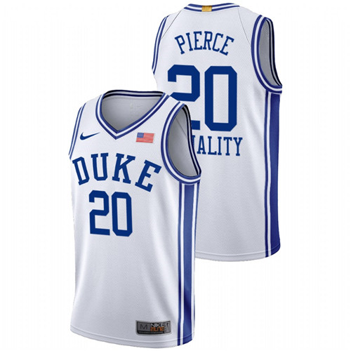 Men's White Duke Blue Devils Cason Pierce Equality BLM Social Justice Basketball Jersey