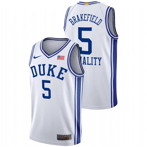 Men's White Duke Blue Devils Jaemyn Brakefield Equality BLM Social Justice Basketball Jersey