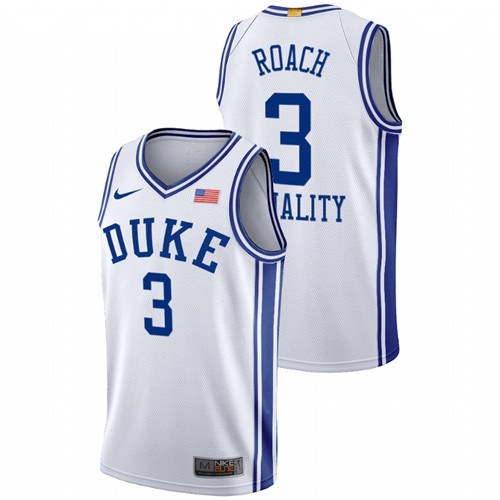 Men's White Duke Blue Devils Jeremy Roach Equality BLM Social Justice Basketball Jersey