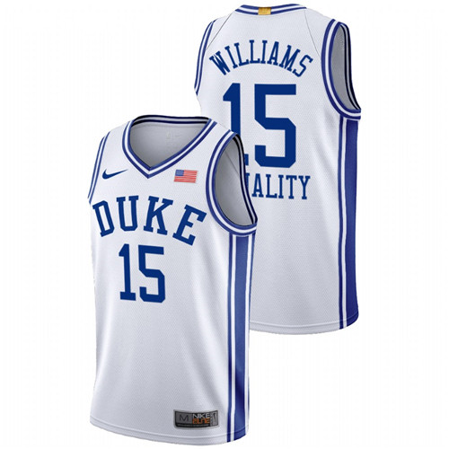 Men's White Duke Blue Devils Mark Williams Equality BLM Social Justice Basketball Jersey