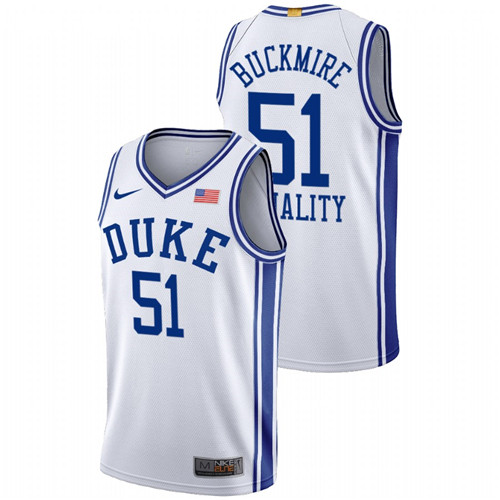 Men's White Duke Blue Devils Mike Buckmire Equality BLM Social Justice Basketball Jersey