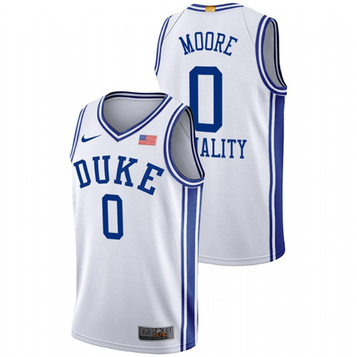 Men's White Duke Blue Devils Wendell Moore Equality BLM Social Justice Basketball Jersey