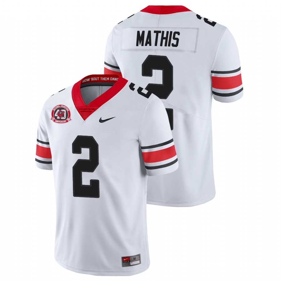 Men's White Georgia Bulldogs D'Wan Mathis College Football 40th Anniversary Alternate Jersey