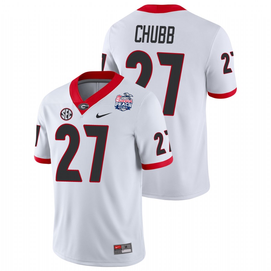 Men's White Georgia Bulldogs Nick Chubb 2021 Peach Bowl College Football Jersey
