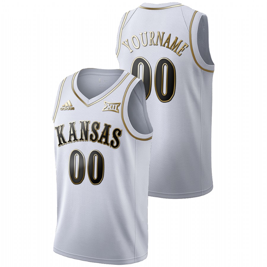 Men's White Kansas Jayhawks Custom Golden Edition Limited Jersey