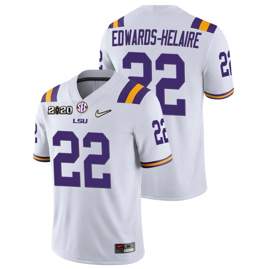 Men's White LSU Tigers Clyde Edwards-Helaire Game Football Jersey