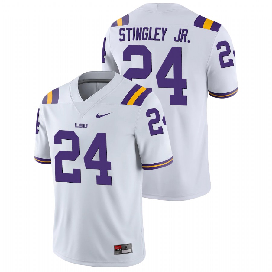Men's White LSU Tigers Derek Stingley Jr. College Football Game Jersey