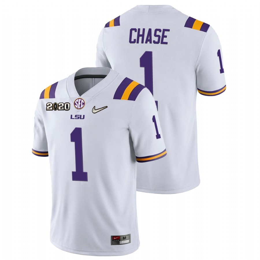 Men's White LSU Tigers Ja'Marr Chase Game Football Jersey