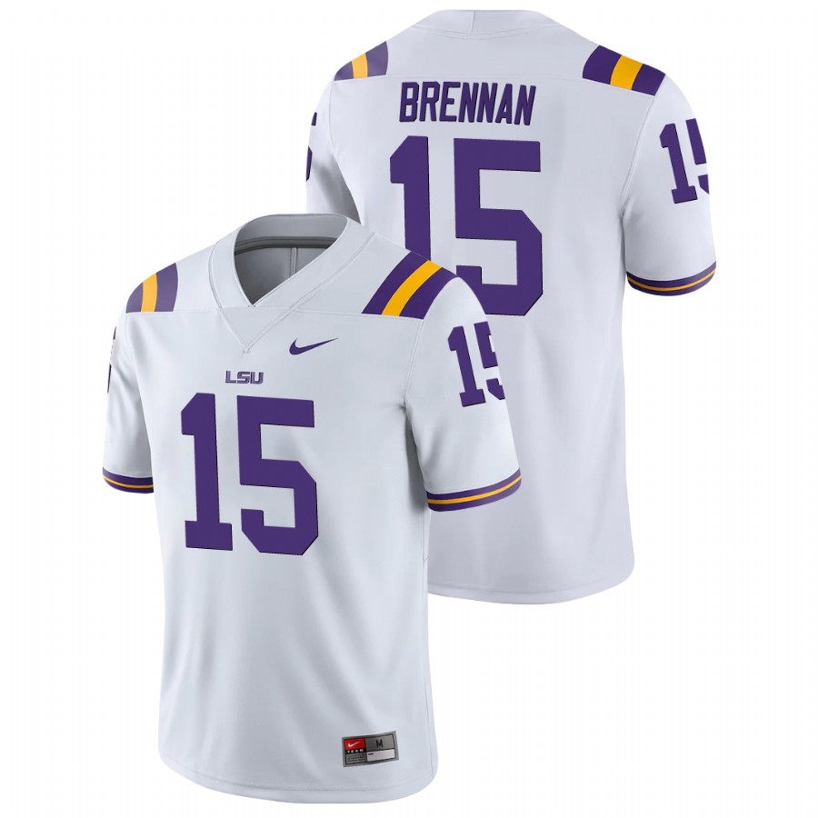 Men's White LSU Tigers Myles Brennan College Football Game Jersey