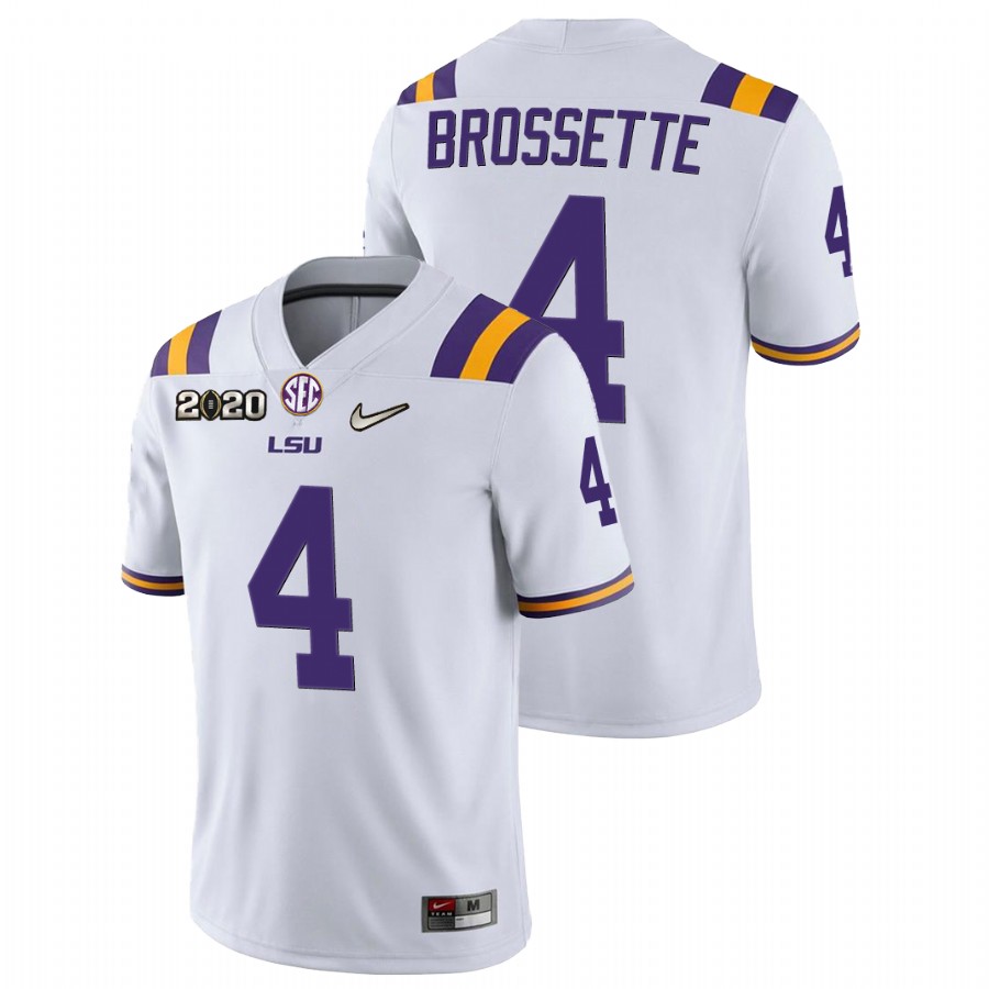 Men's White LSU Tigers Nick Brossette Game Football Jersey