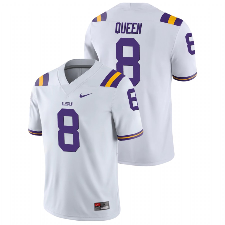 Men's White LSU Tigers Patrick Queen College Football Game Jersey