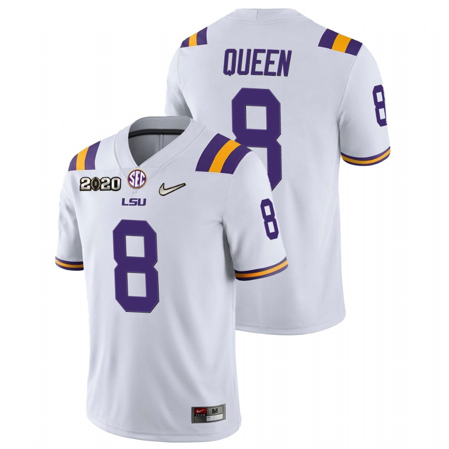 Men's White LSU Tigers Patrick Queen Game Football Jersey