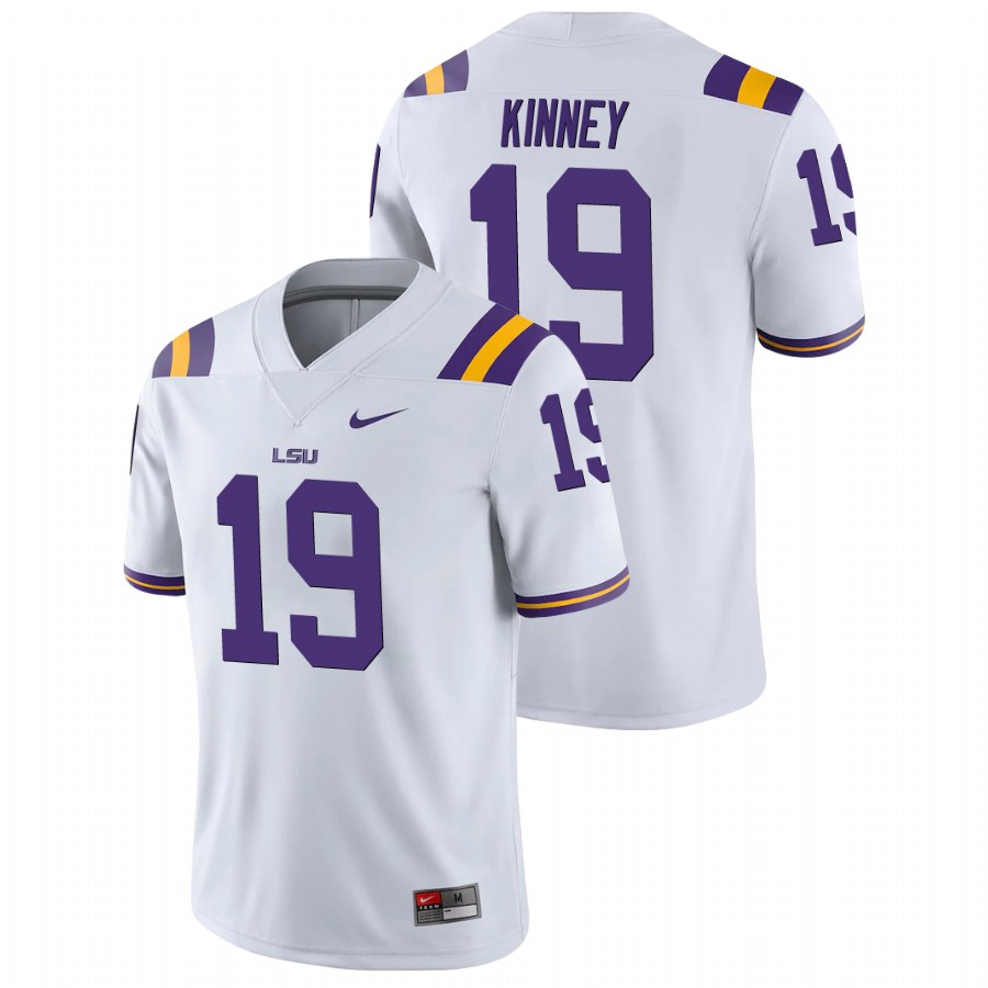 Men's White LSU Tigers Walker Kinney College Football Game Jersey
