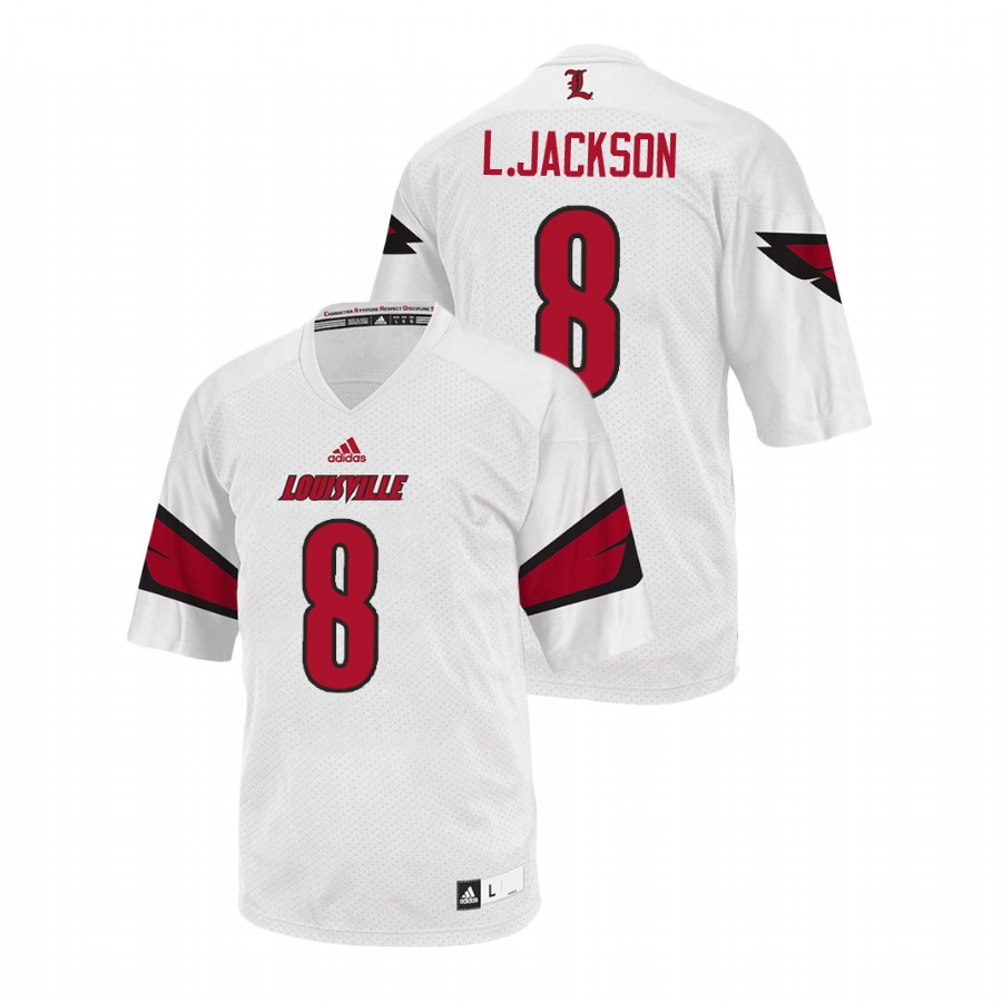 Men's White Louisville Cardinals Lamar Jackson College Football Jersey