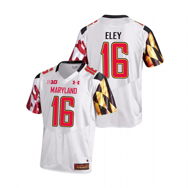 Men's White Maryland Terrapins Ayinde Eley College Football Game Jersey Men's Jersey Maryland Terrapins White Ayinde Eley College Football Game Jersey