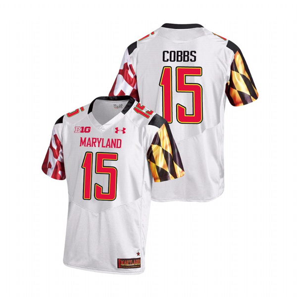 Men's White Maryland Terrapins Brian Cobbs College Football Game Jersey Men's Jersey Maryland Terrapins White Brian Cobbs College Football Game Jersey