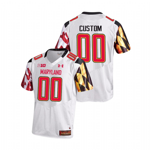 Men's White Maryland Terrapins Custom College Football Game Jersey Men's Jersey Maryland Terrapins White Custom College Football Game Jersey