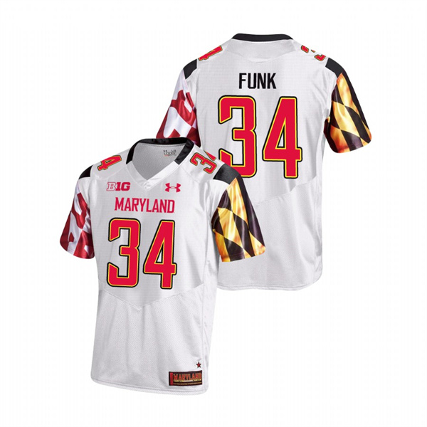 Men's White Maryland Terrapins Jake Funk College Football Game Jersey Men's Jersey Maryland Terrapins White Jake Funk College Football Game Jersey