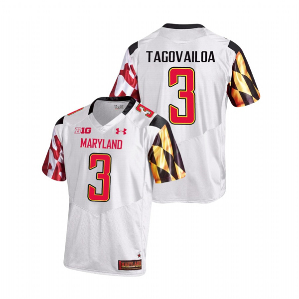 Men's White Maryland Terrapins Taulia Tagovailoa College Football Game Jersey Men's Jersey Maryland Terrapins White Taulia Tagovailoa College Football Game Jersey