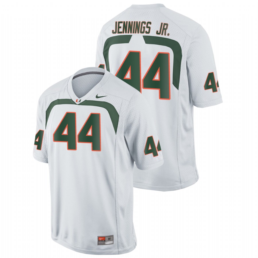 Men's White Miami Hurricanes Bradley Jennings Jr. Game College Football Jersey Men's Jersey Miami Hurricanes White Bradley Jennings Jr. Game College Football Jersey