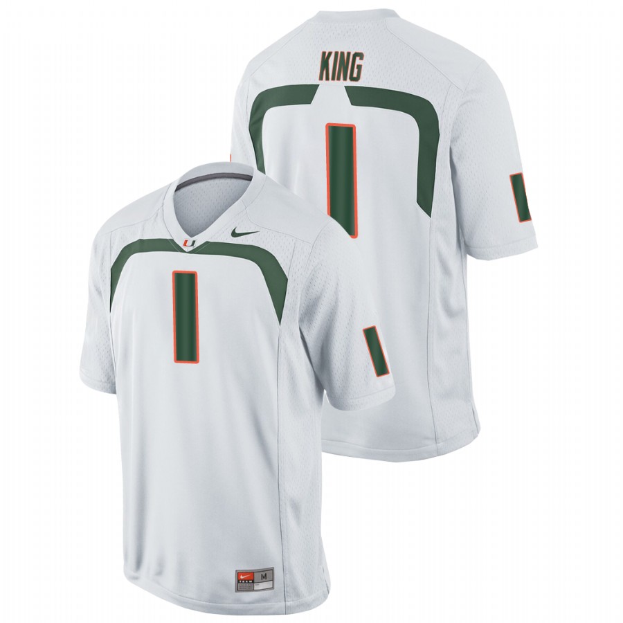 Men's White Miami Hurricanes D'Eriq King Game College Football Jersey Men's Jersey Miami Hurricanes White D'Eriq King Game College Football Jersey
