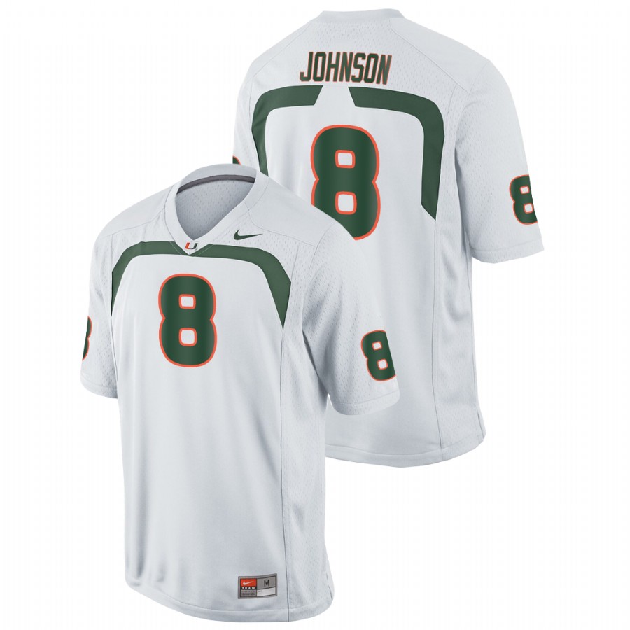 Men's White Miami Hurricanes Duke Johnson Game College Football Jersey Men's Jersey Miami Hurricanes White Duke Johnson Game College Football Jersey