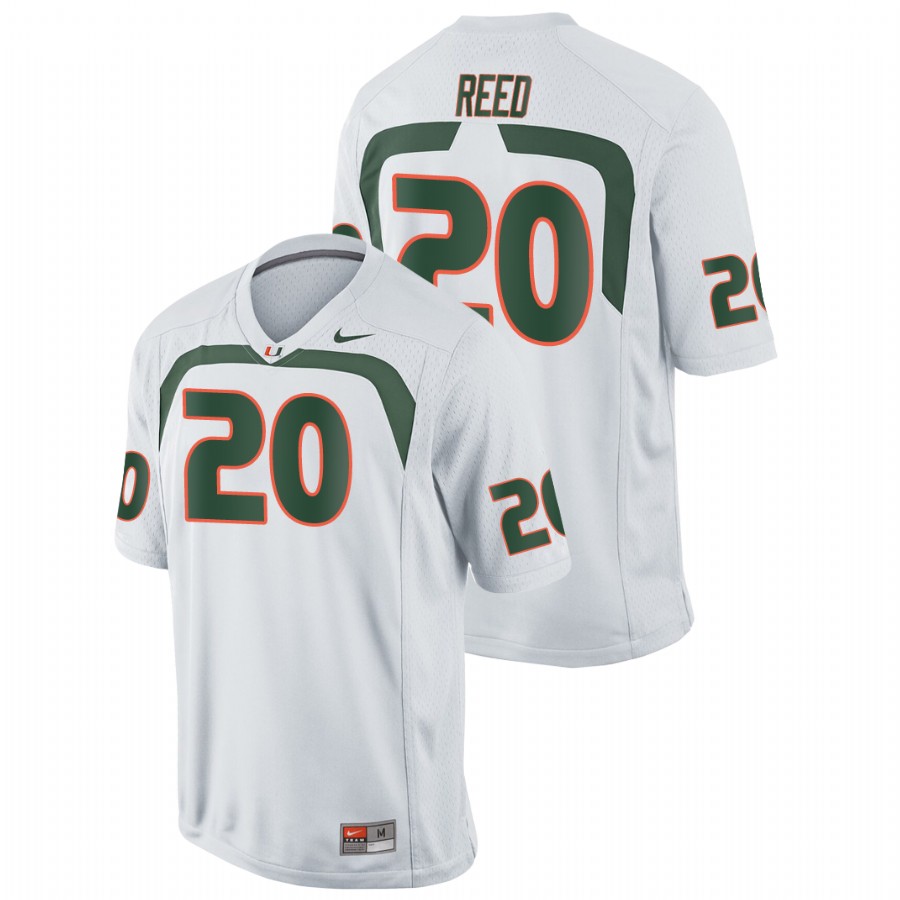 Men's White Miami Hurricanes Ed Reed Game College Football Jersey Men's Jersey Miami Hurricanes White Ed Reed Game College Football Jersey