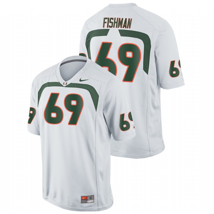 Men's White Miami Hurricanes Sam Fishman Game College Football Jersey Men's Jersey Miami Hurricanes White Sam Fishman Game College Football Jersey