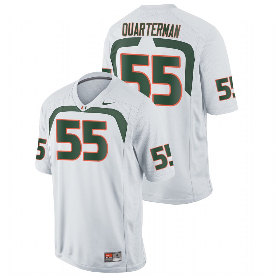 Men's White Miami Hurricanes Shaquille Quarterman Game College Football Jersey Men's Jersey Miami Hurricanes White Shaquille Quarterman Game College Football Jersey