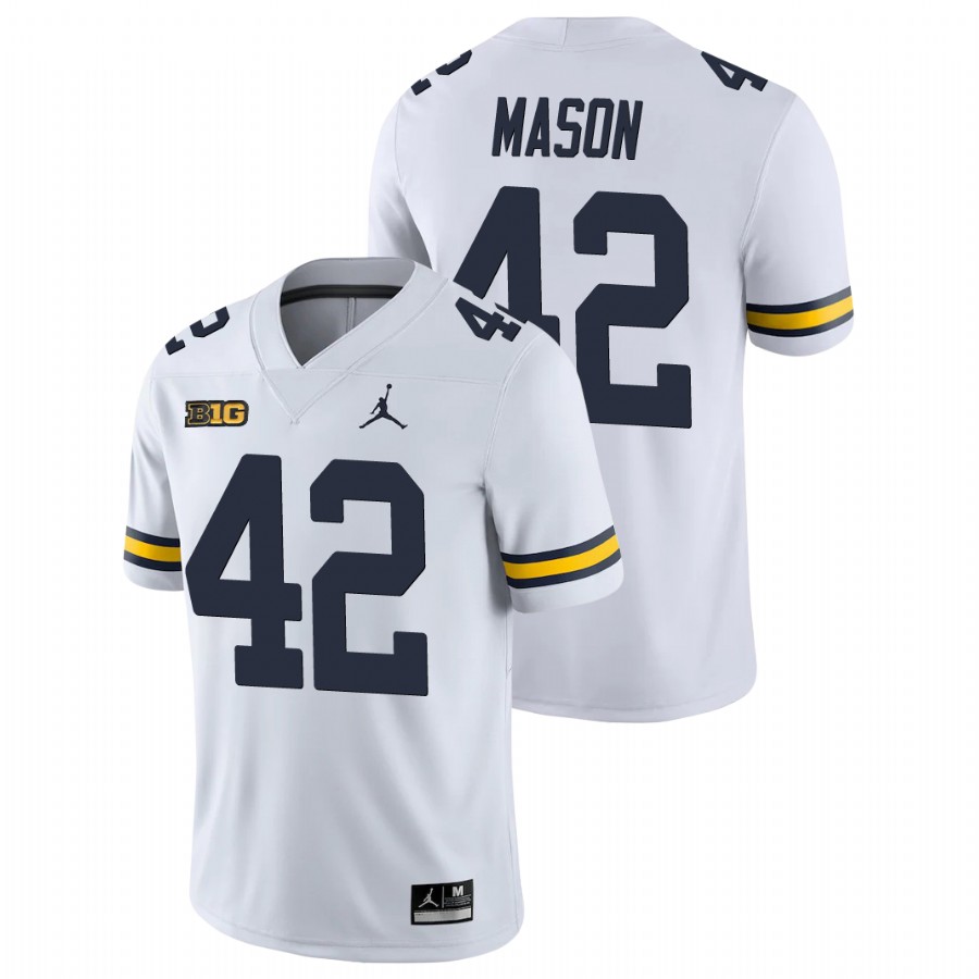 Men's White Michigan Wolverines Ben Mason College Football Game Jersey