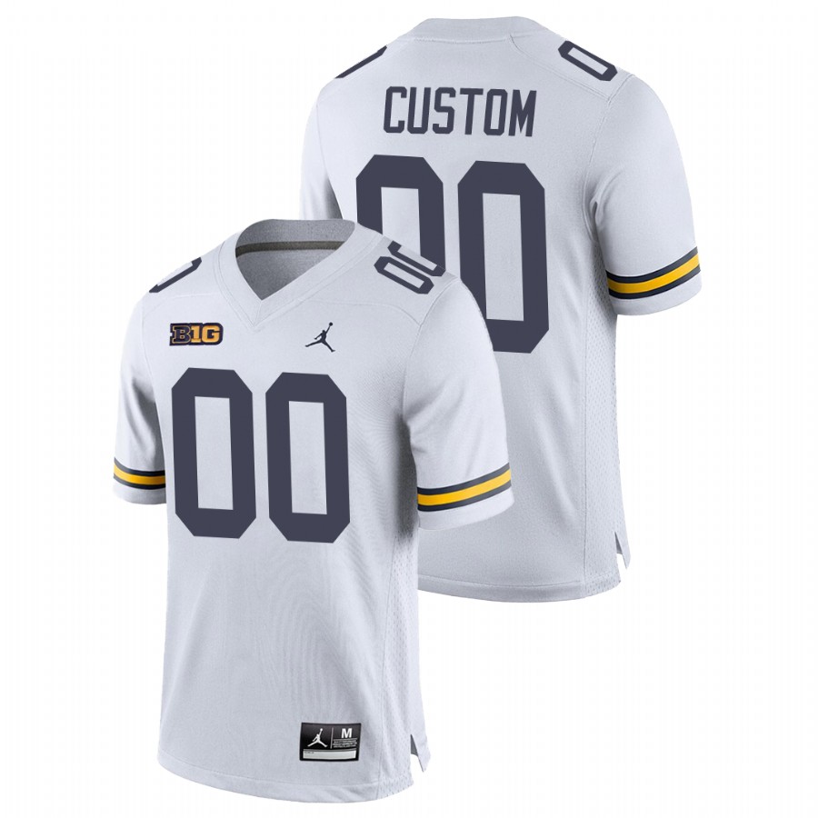 Men's White Michigan Wolverines Custom College Football Away Game Jersey