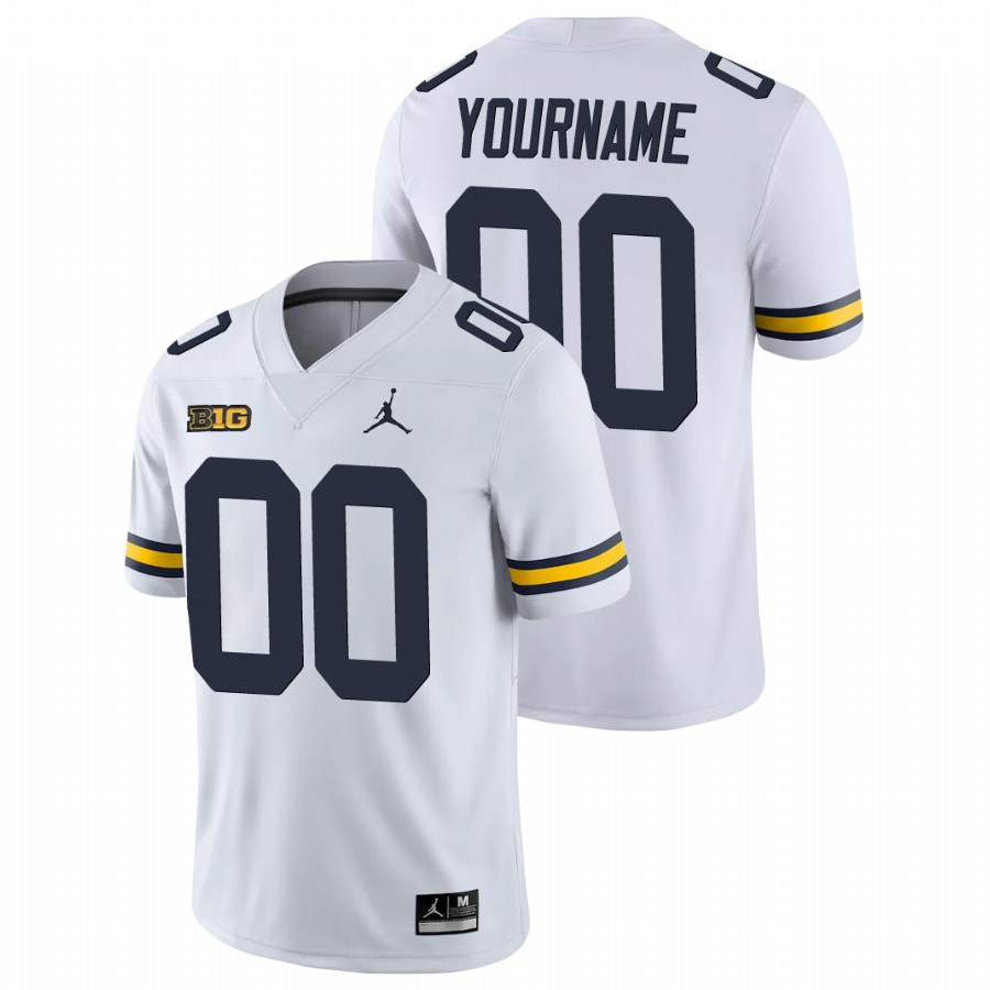Men's White Michigan Wolverines Custom College Football Game Jersey
