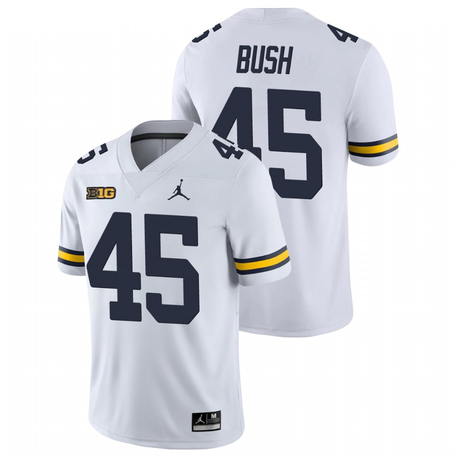 Men's White Michigan Wolverines Peter Bush College Football Game Jersey