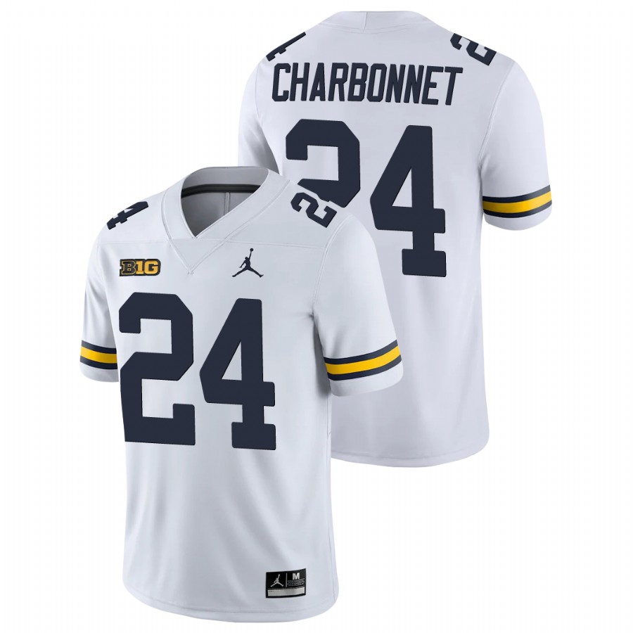 Men's White Michigan Wolverines Zach Charbonnet College Football Game Jersey