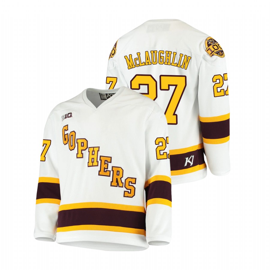 Men's White Minnesota Golden Gophers Blake McLaughlin 2021 Big Ten Hockey Tournament Champions Throwback Jersey