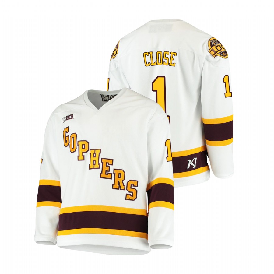 Men's White Minnesota Golden Gophers Justen Close 2021 Big Ten Hockey Tournament Champions Throwback Jersey