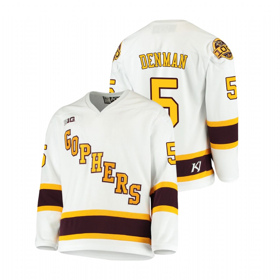 Men's White Minnesota Golden Gophers Matt Denman 2021 Big Ten Hockey Tournament Champions Throwback Jersey