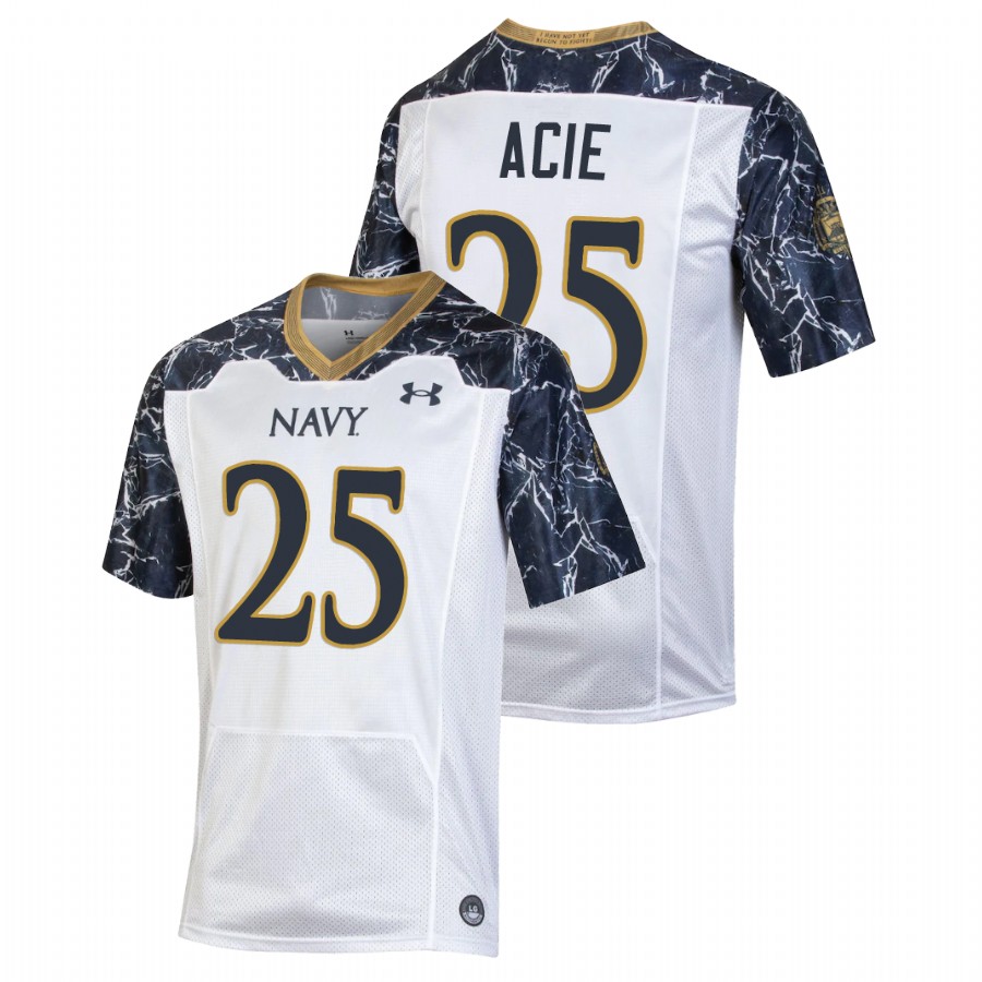 Men's White Navy Midshipmen Carlinos Acie Special Game Football Jersey