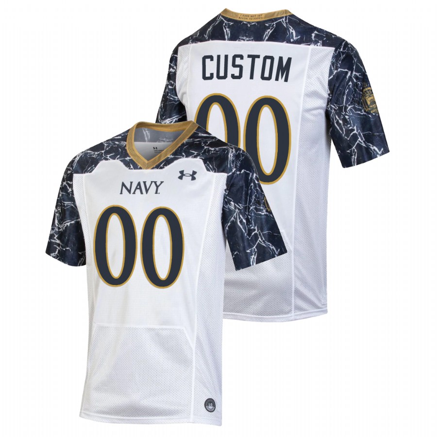 Men's White Navy Midshipmen Custom Special Game Football Jersey