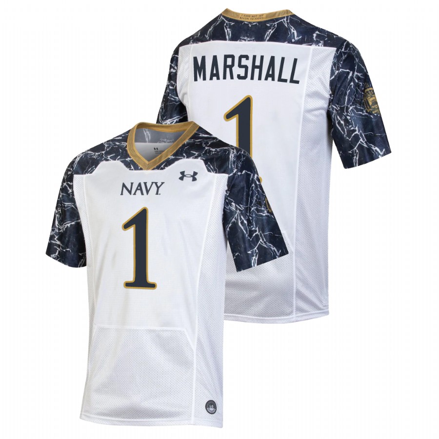 Men's White Navy Midshipmen John Marshall Special Game Football Jersey
