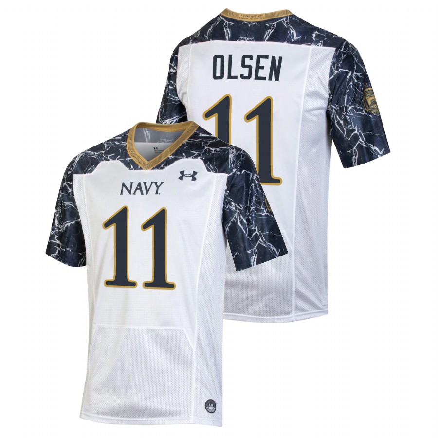 Men's White Navy Midshipmen Perry Olsen Special Game Football Jersey